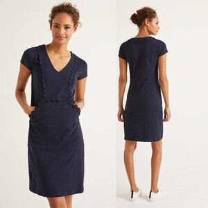Boden Saskia Jersey Trim Sheath Dress Cap Sleeve Women's Navy Size: 8R